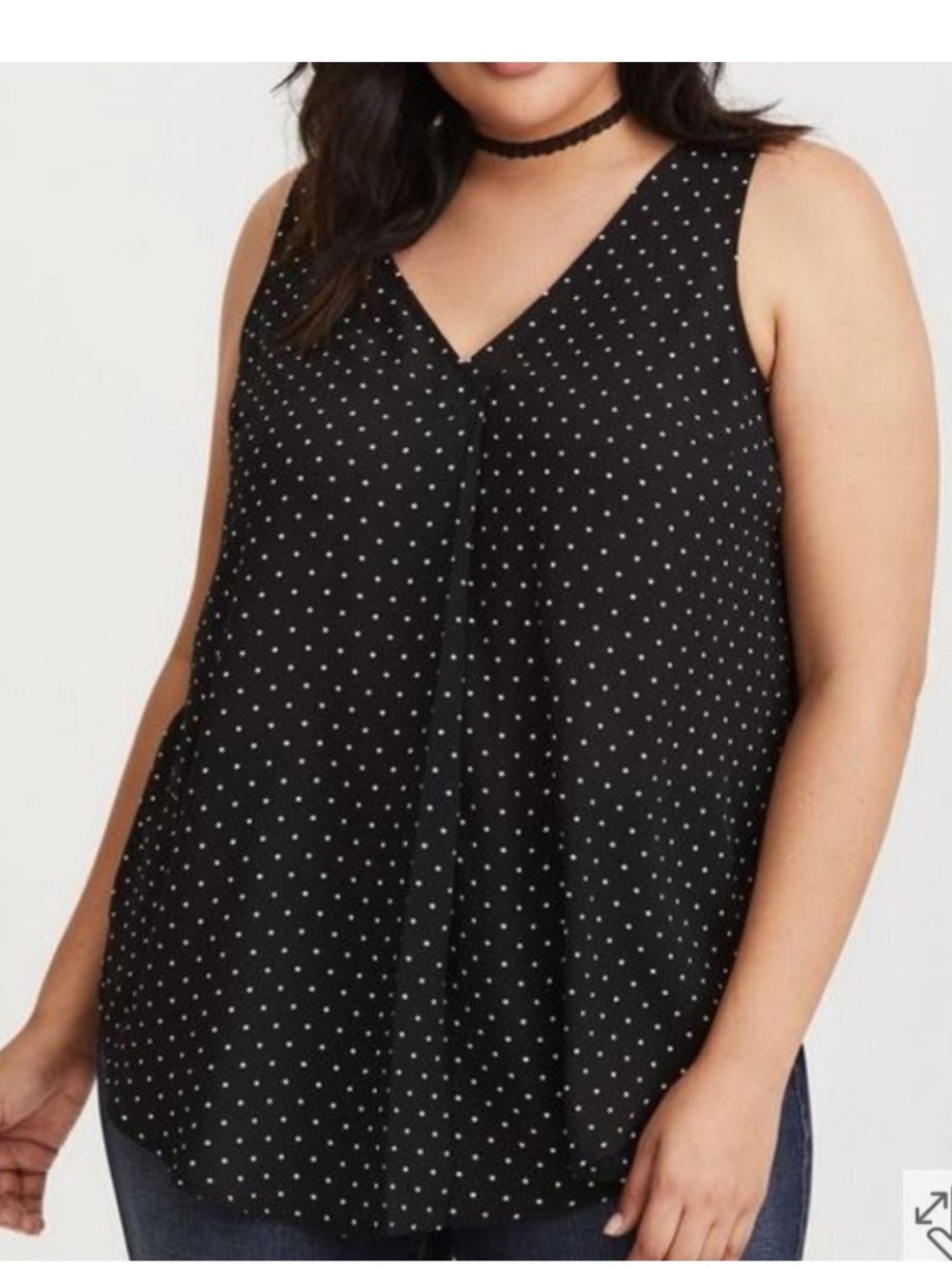 torrid Black Polka Dot V-Neck Top
